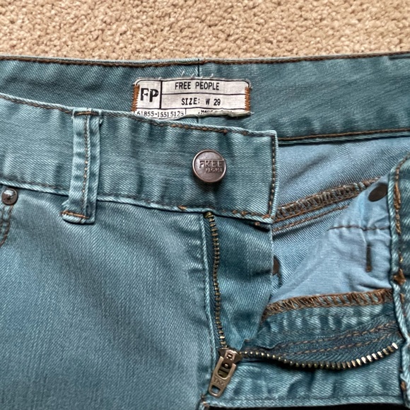 Free People Women’s 29 Faded Teal Mid-Rise Skinny Jeans - Picture 6 of 11